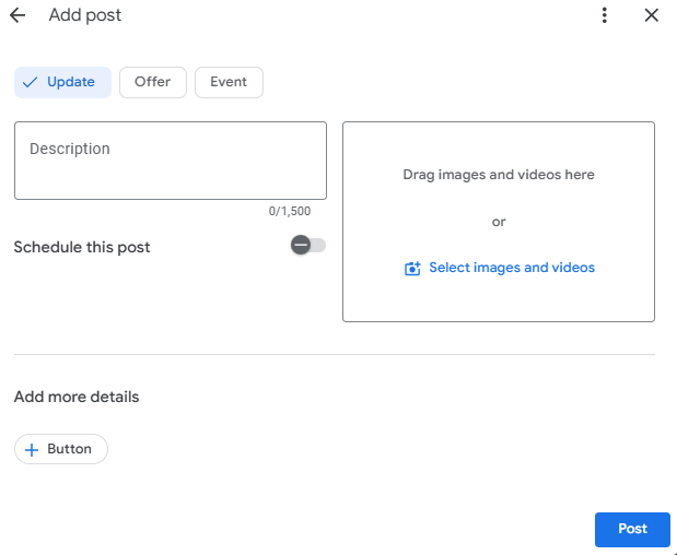 Google Business Profile Post Update
